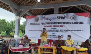 Ketua DPRD Lampung Mingrum Gumay Gelar Sosialisasi Peraturan Daerah No.3 Tahun 2021di Kec. Selagai Lingga Lamteng