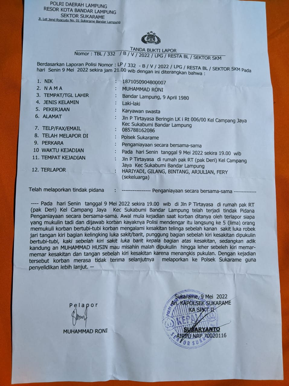 Diduga Preman Kampung Keroyok Salah Satu Wartawan Media Online