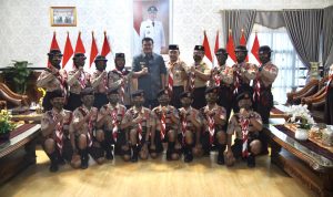 Bupati Lamteng Lepas 16 Peserta Pramuka Ikuti Jamnas Gerakan Pramuka ke XI