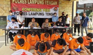 Dalam Seminggu Polres Bersama Polsek Lampung Tengah Amankan 13 Tersangka Kriminal