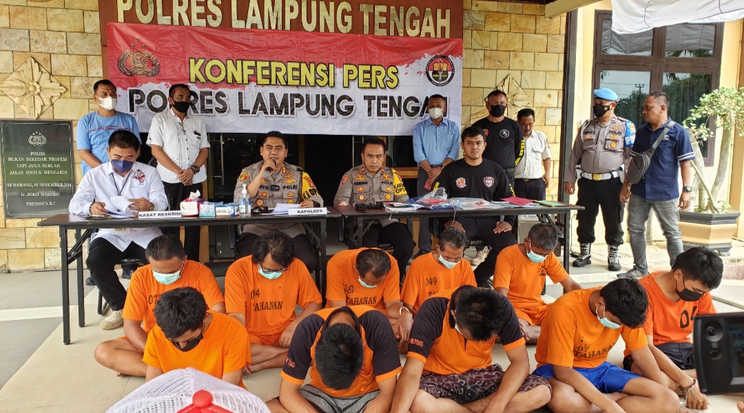 Dalam Seminggu Polres Bersama Polsek Lampung Tengah Amankan 13 Tersangka Kriminal