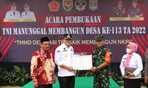 Bupati Lampung Tengah Buka Program TMMD ke-113 Tahun 2022 di Kecamatan Rumbia