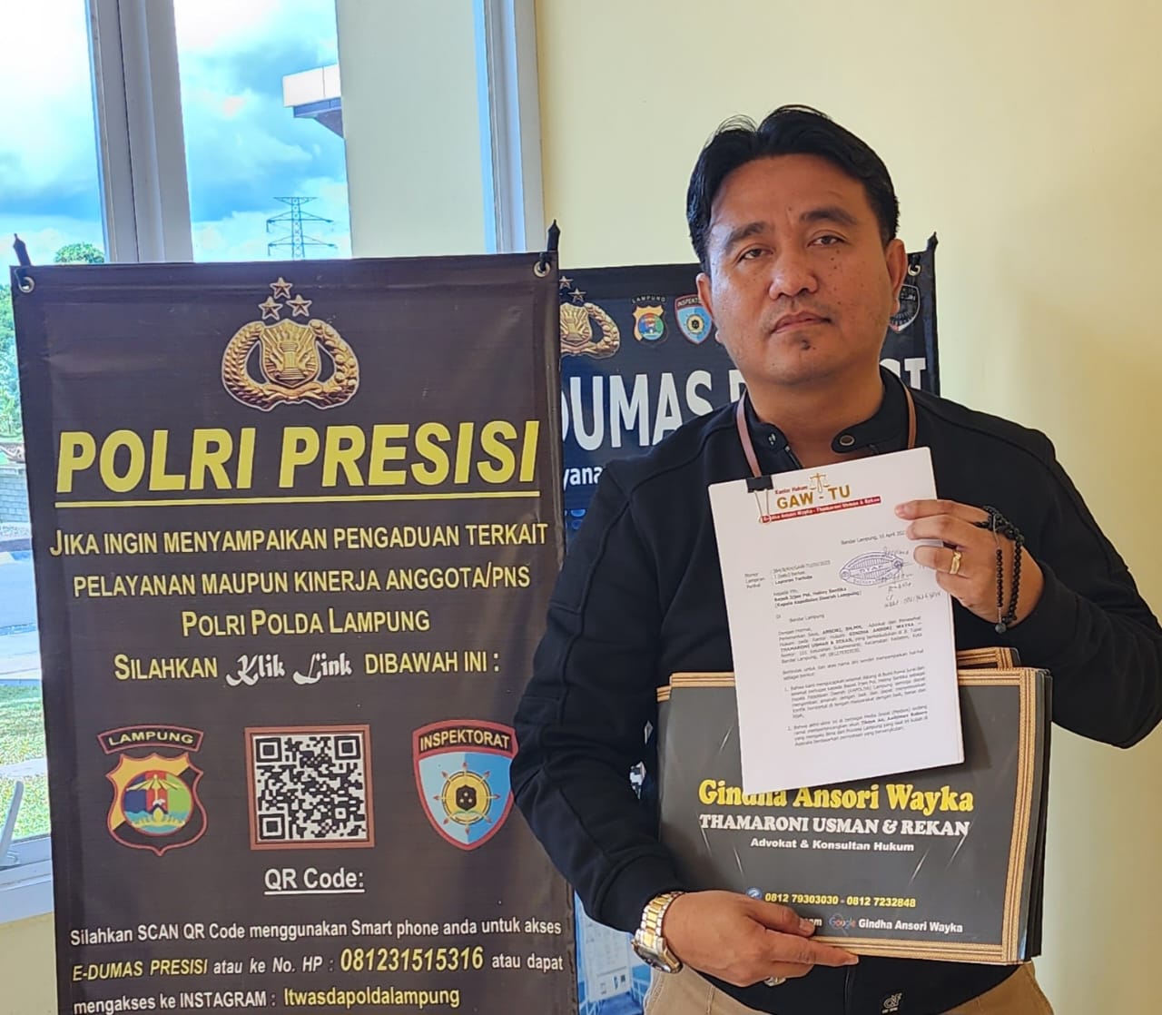 Dinilai Menyudutkan provinsi lampung, advokat Ansori laporkan akun tiktok Awbimax Reborn ke kapolda