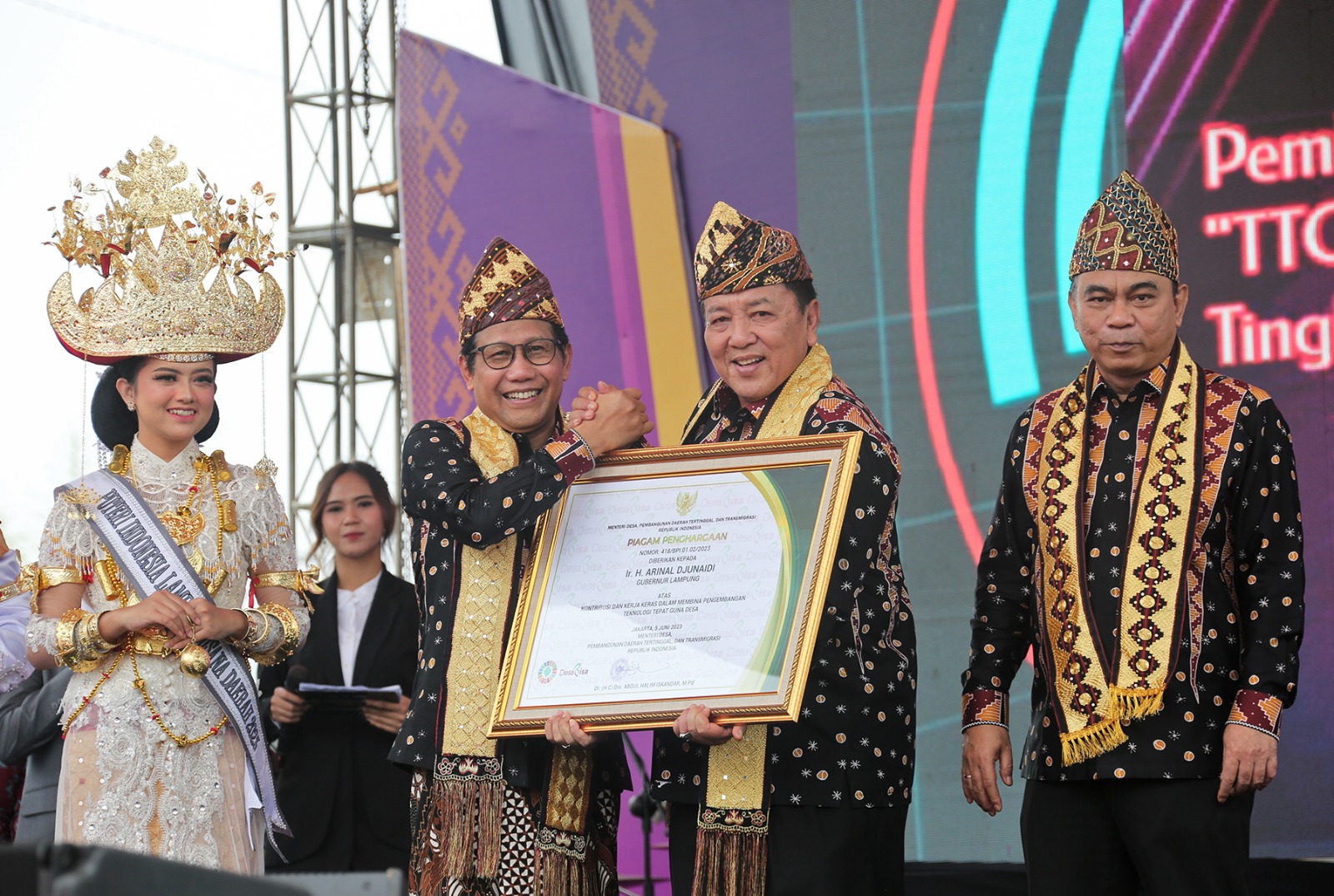 Gubernur Arinal Raih Penghargaan Sebagai Pembina Terbaik Teknologi Tepat Guna dan Posyantek Tingkat Nasional Tahun 2023