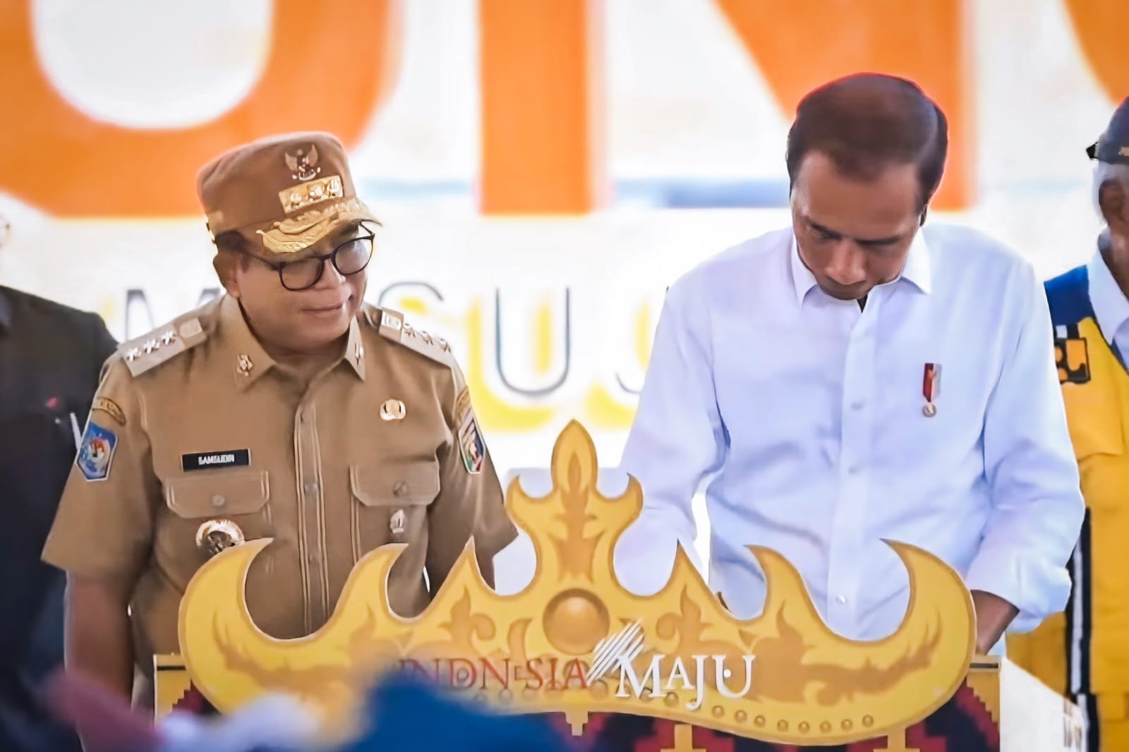 Presiden Joko Widodo Didampingi Pj. Gubernur Samsudin dan Menteri PUPR Basuki Hadimuljono Meresmikan Bendungan Margatiga di Kabupaten Lampung Timur