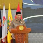 Gubernur Mirza Berisambutan Sertijab Kepala BPK Perwakilan Lampung dari Masmudi kepada Nugroho Heru Wibowo